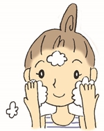 ④「Tゾーン→両頬→目元」の順で優しく洗います。