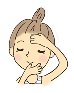 ②両頬→額→アゴ→鼻の順に優しくつけます。