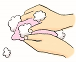 ③よ~く泡立てきめ細かい硬い泡をつくります。
